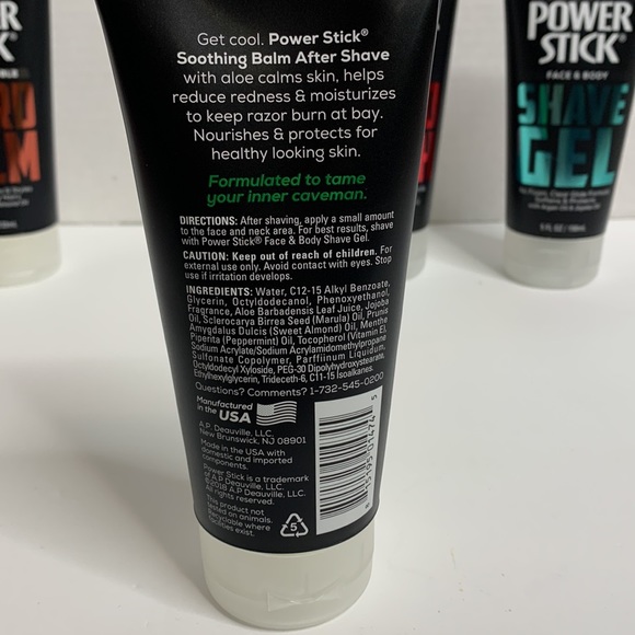 Power Stick | Men’s Shave & Skincare BUNDLE | 4 Bottles Balm Shave Wash Gel Hair - Picture 5 of 11